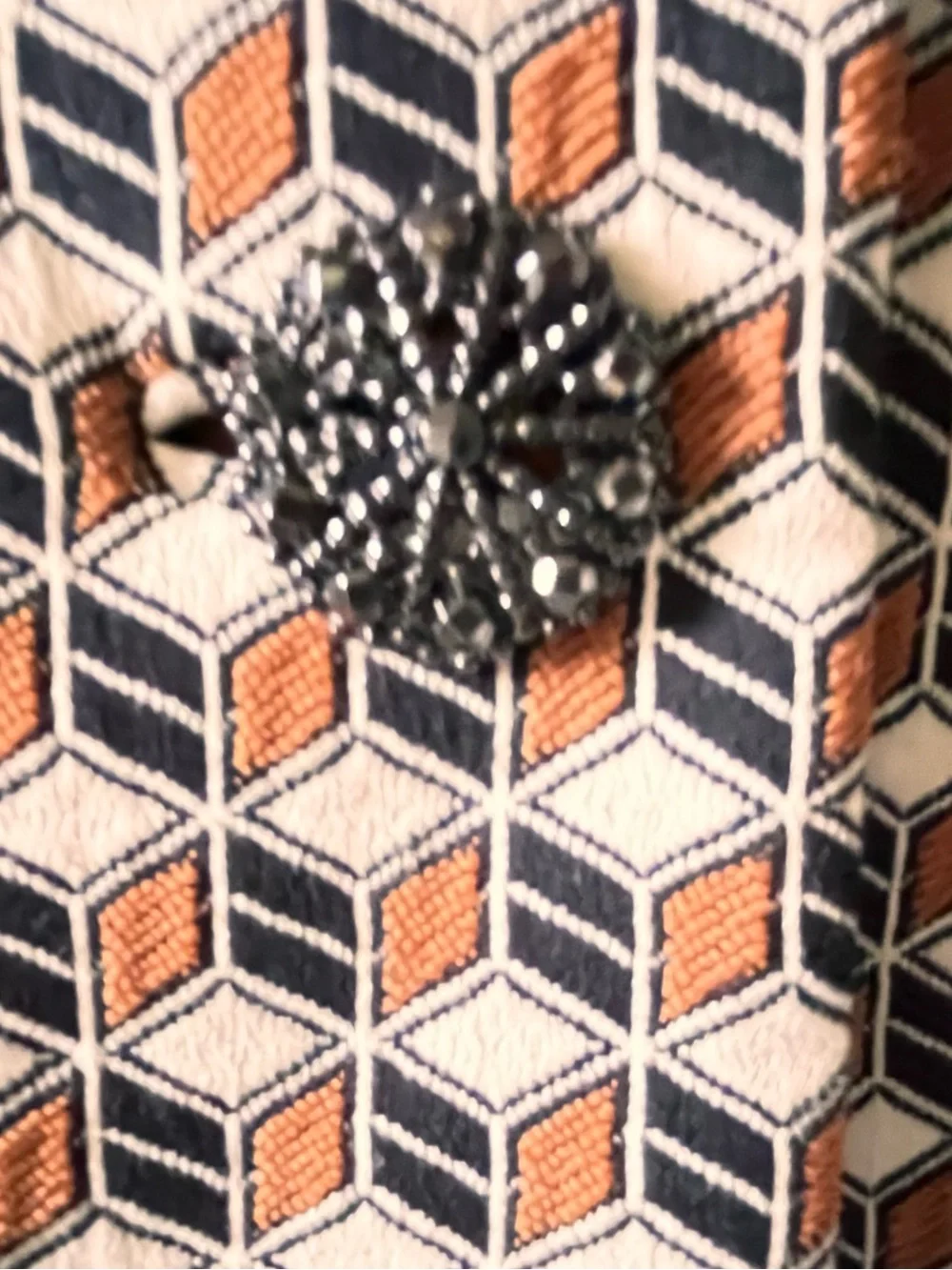 Elie Tahari Geometric Print Blazer in Tan, Black & White